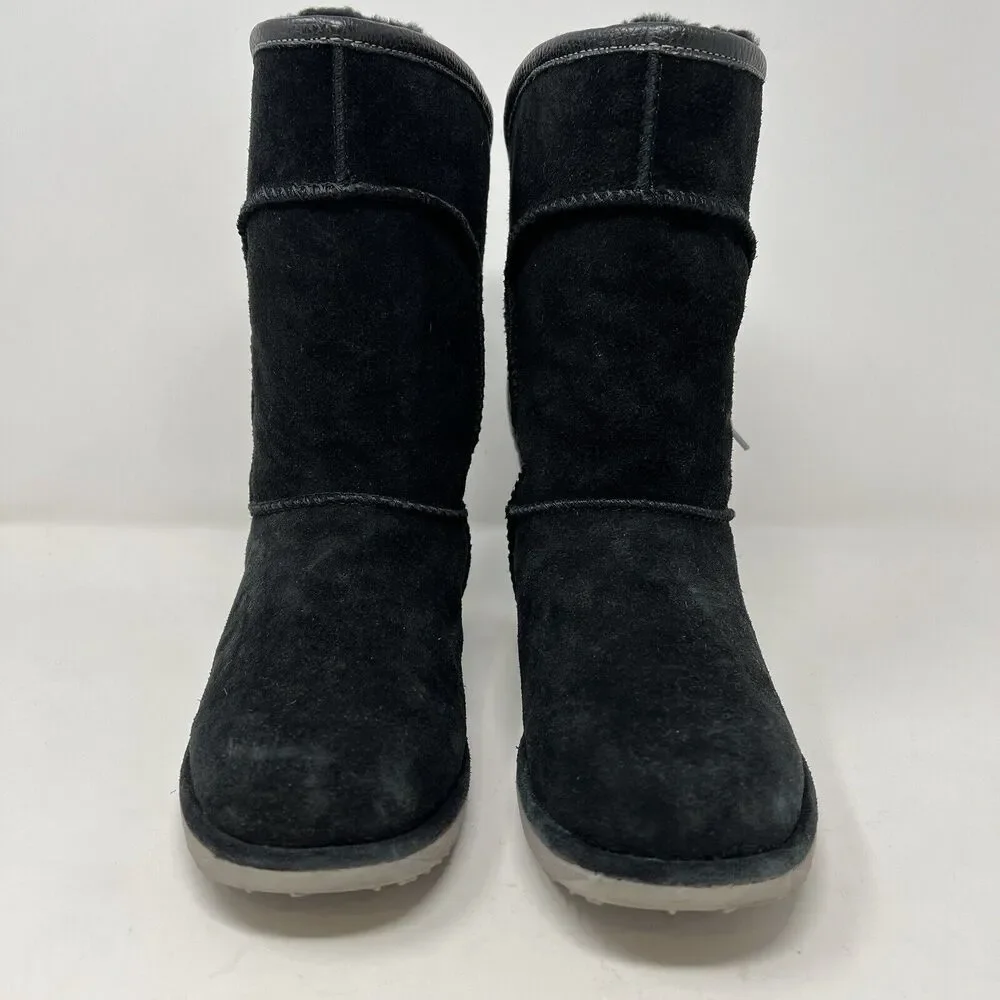 EMU Australia “Charlotte” Black Sheepskin Suede Leather Boots Women’s Size 7